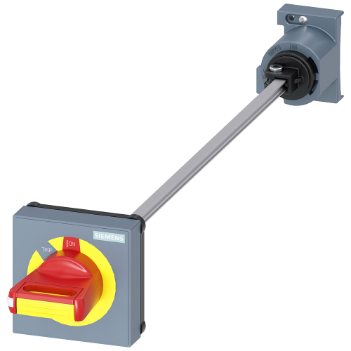 SIRIUS door-coupling rotary operating mechanism, red / yellow, 330 mm shaft, for 3RV2 sizes S00–S3.