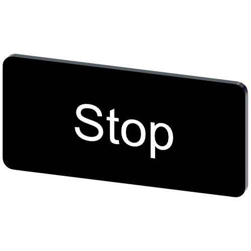 Labeling plate for snapping on or gluing to label holder, label size 12.5x27mm, black label, white f
