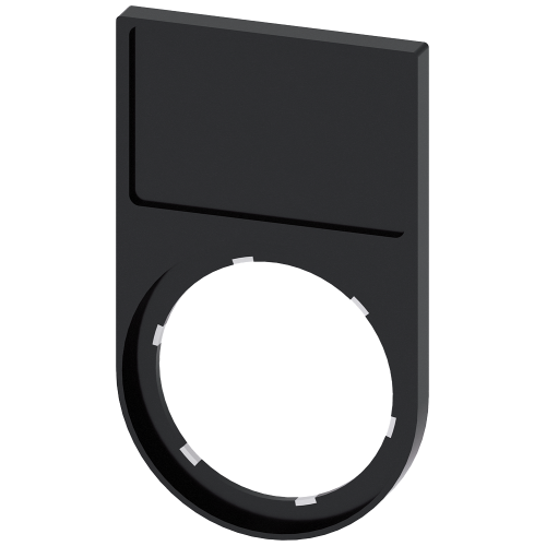 Label holder, flat, rounded, black, for labeling plate 17.5x 27 mm