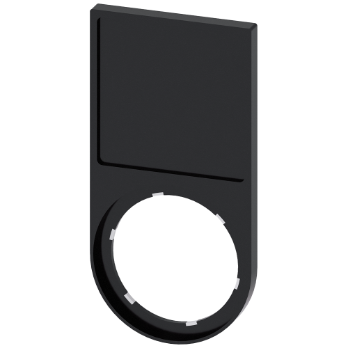 Label holder, flat, rounded at the bottom, black, for labeling plate 27x 27 mm