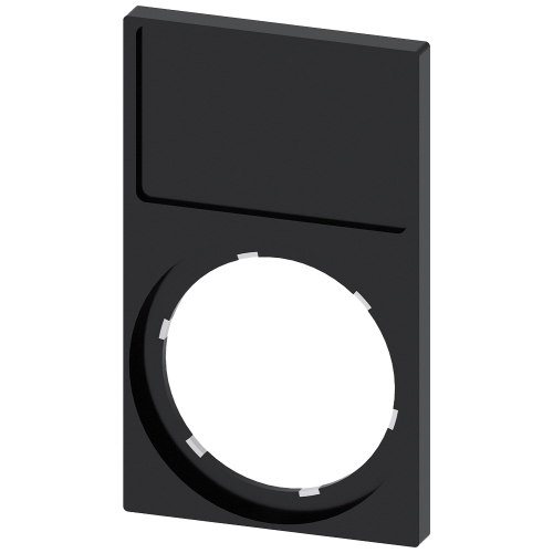Label holder, 22mm, frame rectangular at the bottom, black, for labeling plate 17.5 mm x 27 mm, for