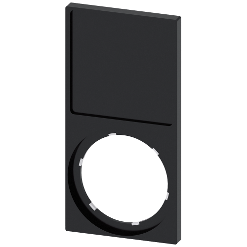 Label holder, 22mm, frame rectangular at the bottom, black, for labeling plate 27mm x 27mm, for glui