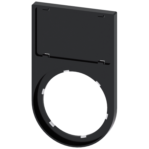 Label holder, flat, rounded, black, for labeling plate 17.5x 27 mm