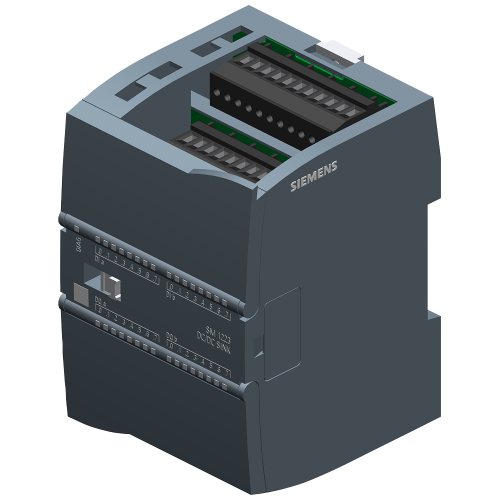 SIMATIC S7-1200, SM 1223, 16 DI 24 V DC / 16 DQ sinking transistor.