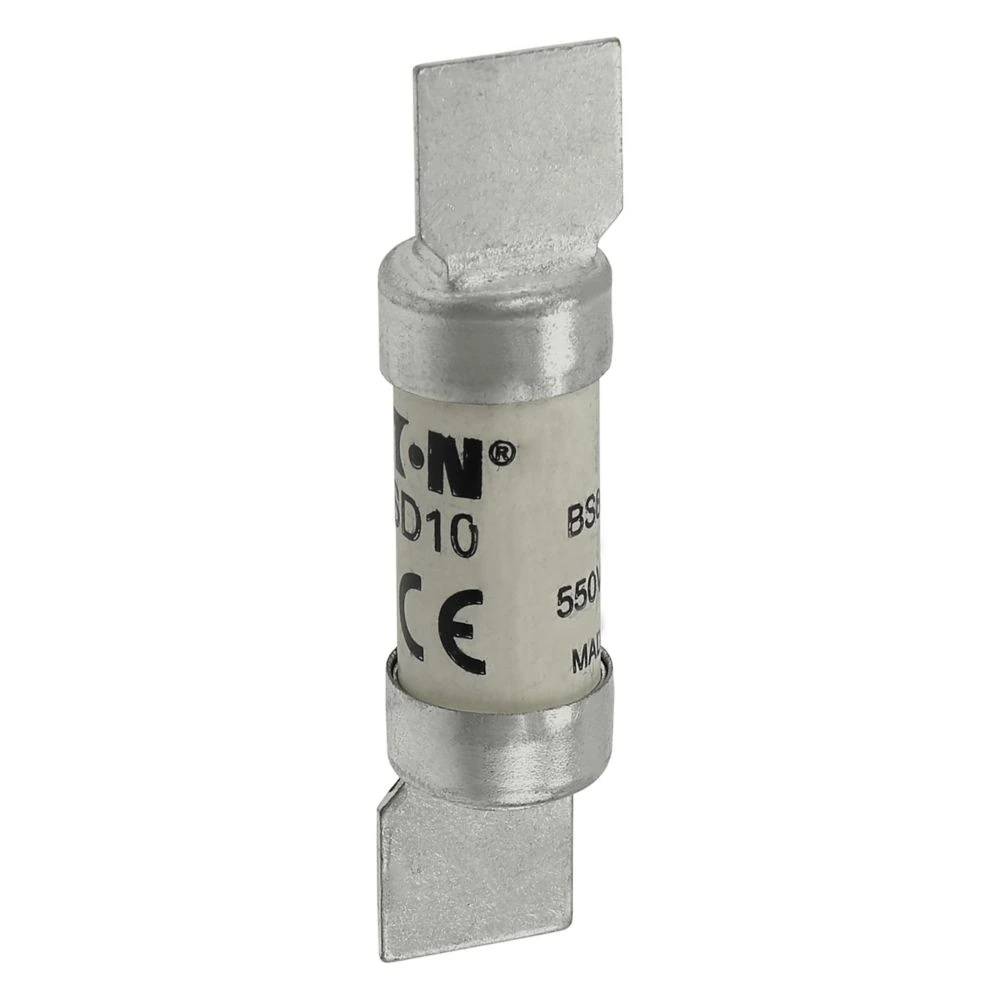 Eaton Bussmann NSD BS88 fuse link, 2 A, 550 V AC, gG, F1 offset blade tags.