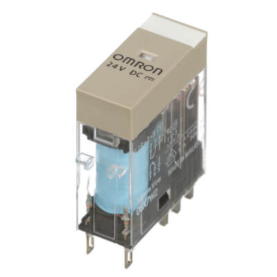 Omron G2R-2-S, 2 changeover (DPDT), 24 V DC coil, without LED.