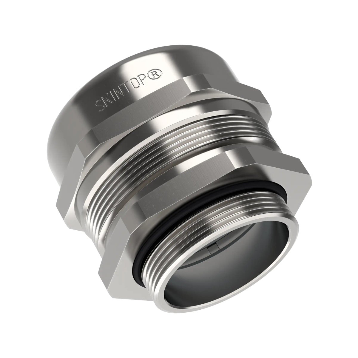 SKINTOP MS-M nickel-plated brass cable gland, M16 × 1.5, 4.5–10 mm cable range. Locknut ordered separately.