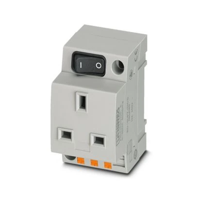 Phoenix Contact EO-G/PT/SH/S single UK DIN-rail socket, 13 A, 250 V AC, push-in terminals, shuttered Type G.