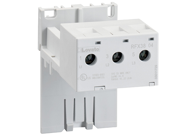 RFX3804 separate mounting adapter for RF38 thermal overload relays, DIN rail or screw mounting.