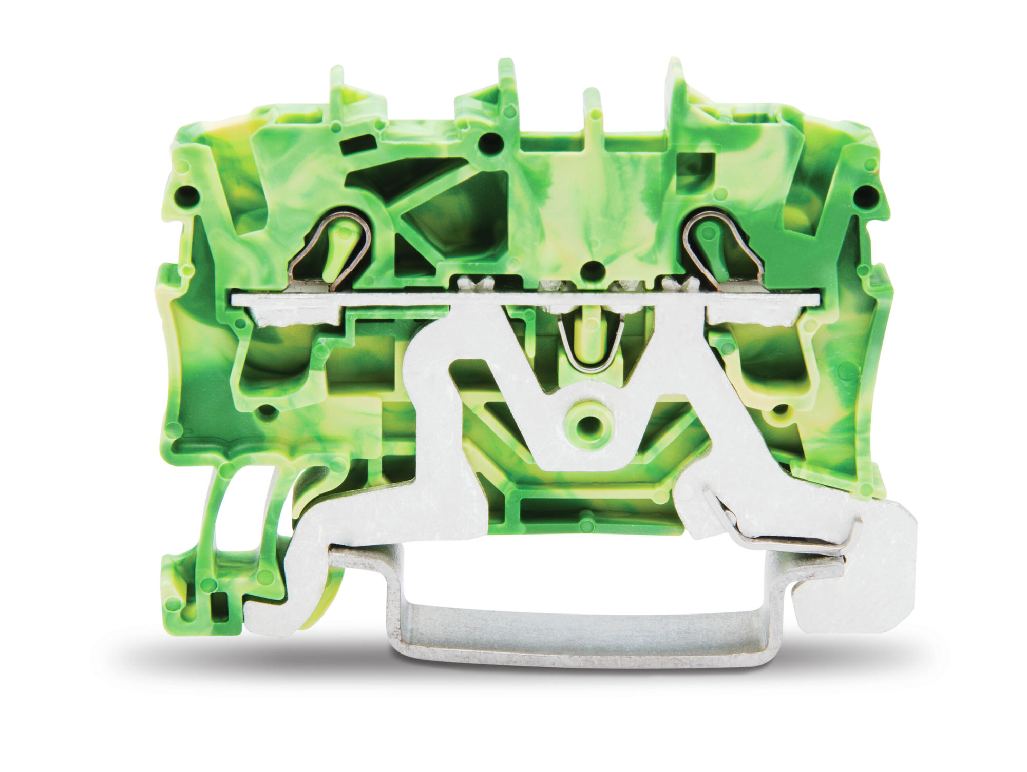 TOPJOB S 2002, 2.5 mm², two-conductor PE terminal, green/yellow. Push-in CAGE CLAMP, 5.2 mm wide.
