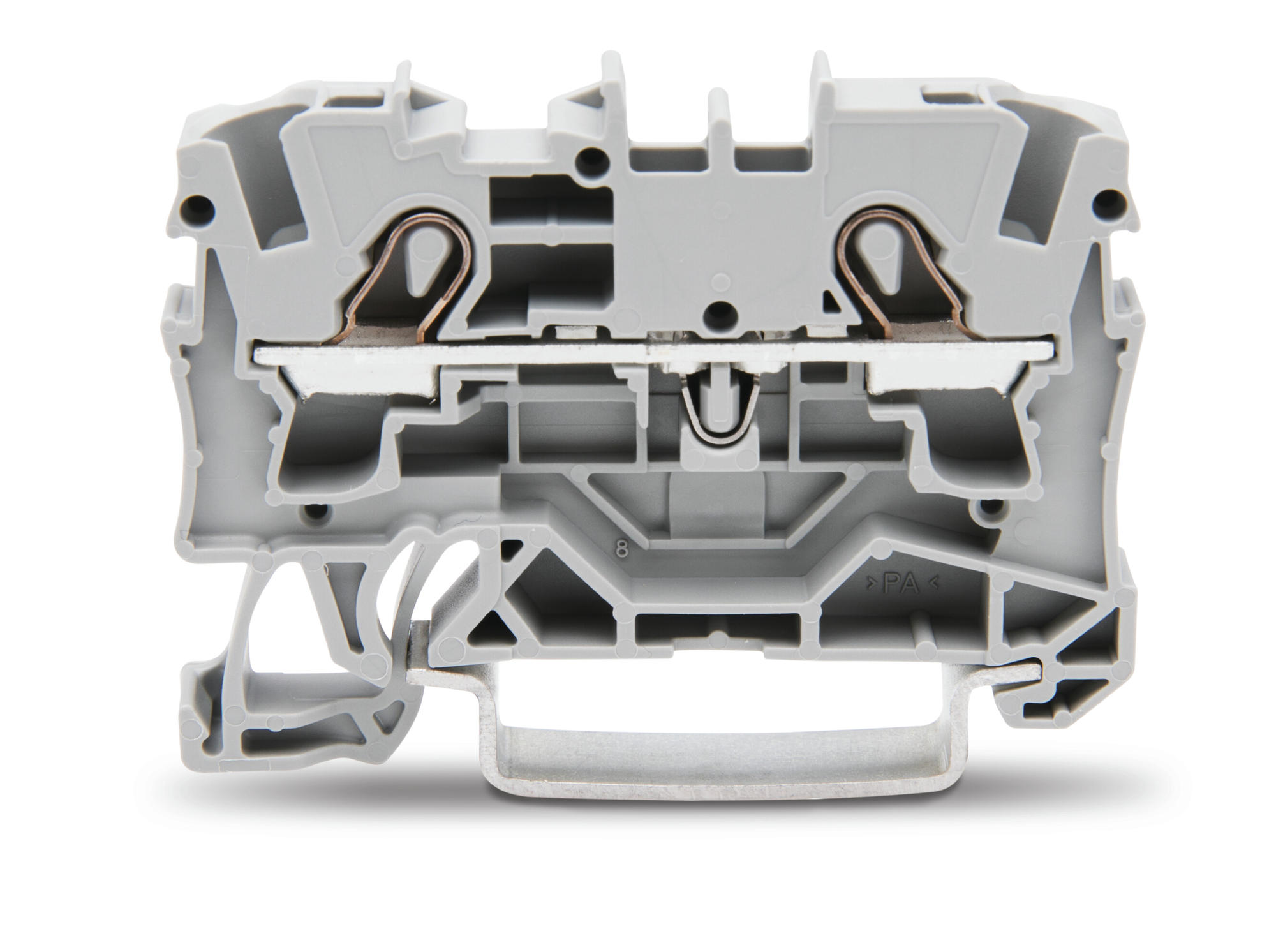 TOPJOB S 2004, 4 mm², two-conductor feed-through terminal, grey. Push-in CAGE CLAMP, 6.2 mm wide.