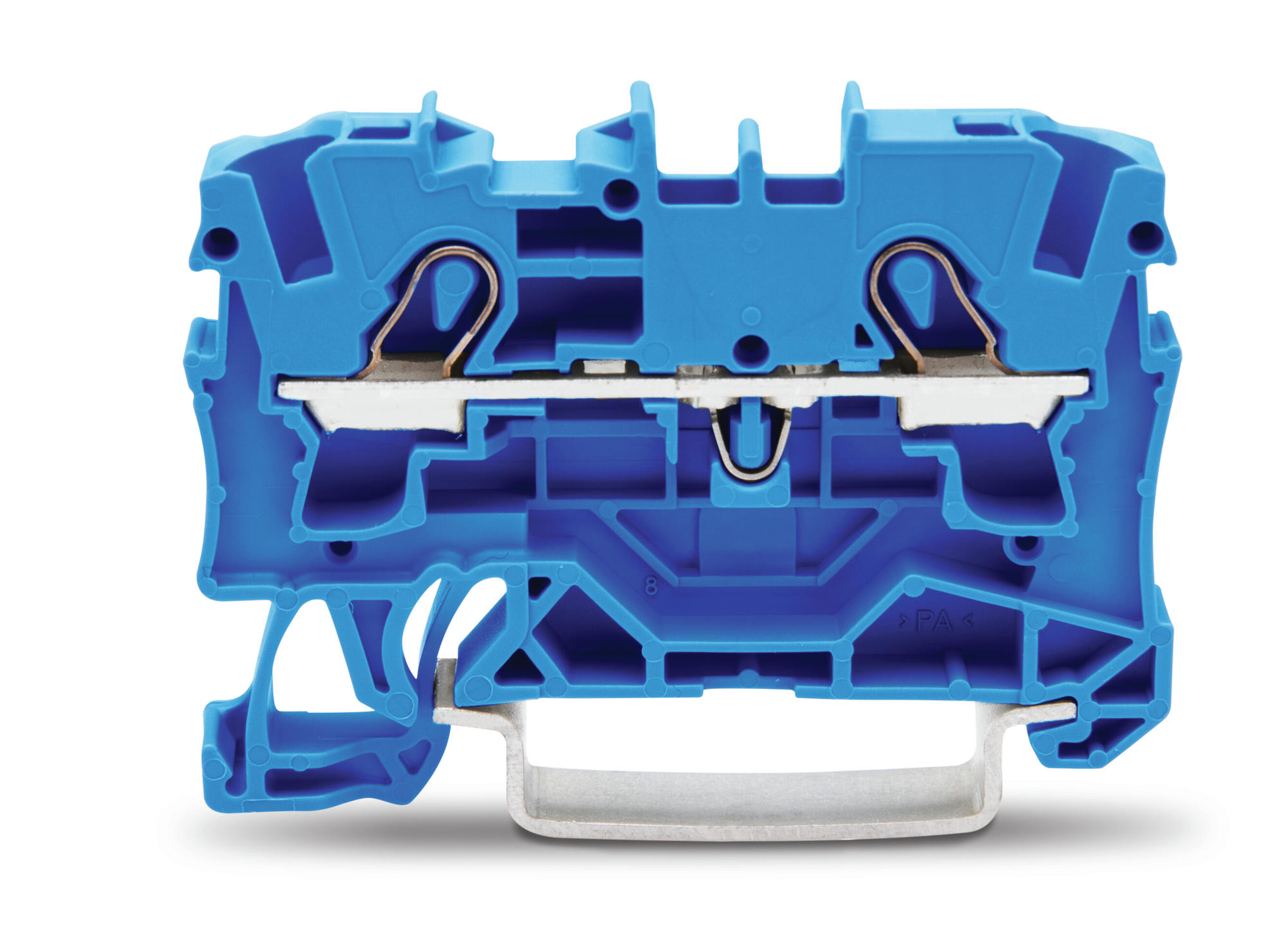 TOPJOB S 2004, 4 mm², two-conductor feed-through terminal, blue. Push-in CAGE CLAMP, 6.2 mm wide.