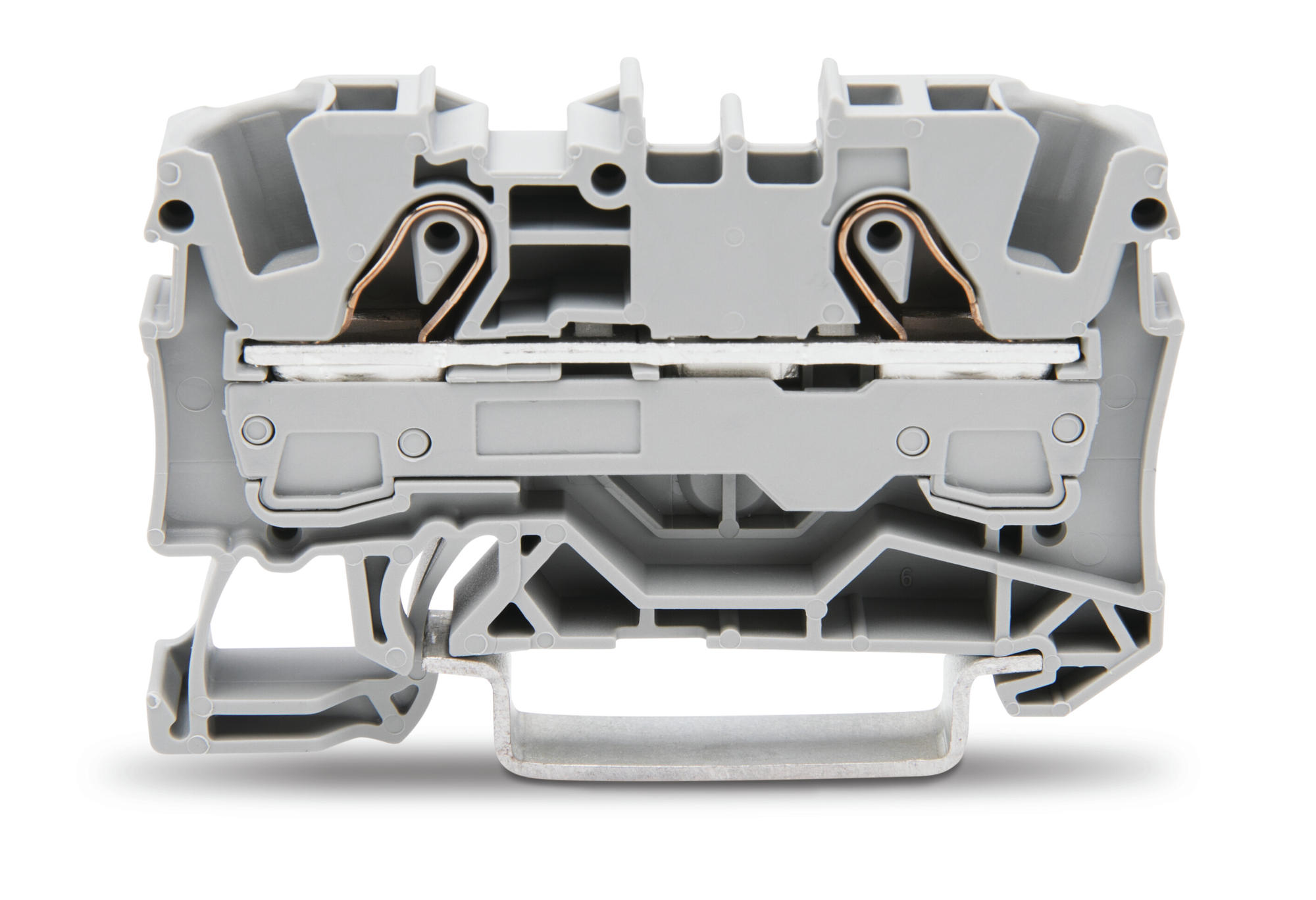 TOPJOB S 2006, 6 mm², two-conductor feed-through terminal, grey. Push-in CAGE CLAMP, 7.5 mm wide.