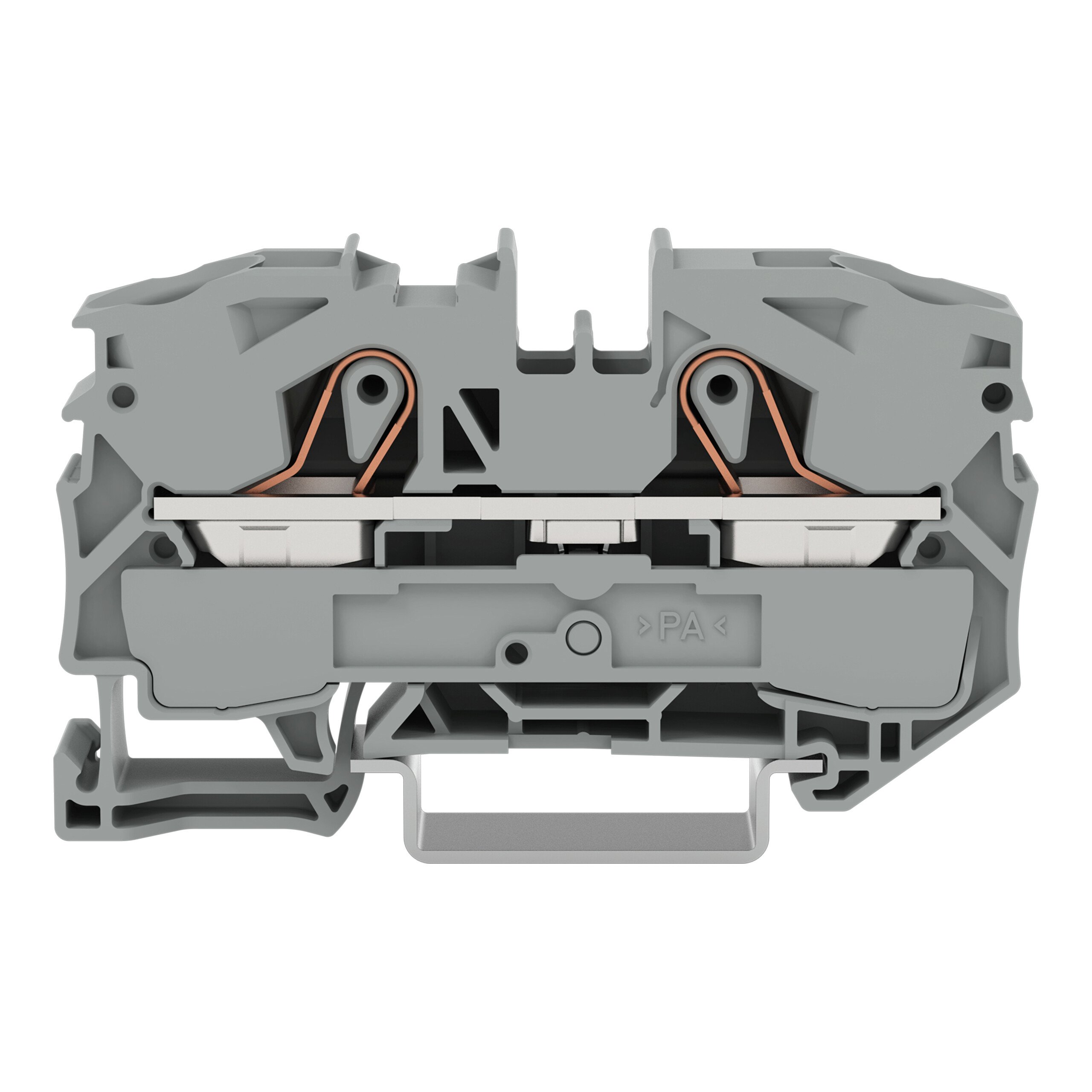 TOPJOB S 2016, 16 mm², two-conductor feed-through terminal, grey. Push-in CAGE CLAMP, 12 mm wide.