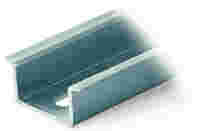 Slotted galvanised steel DIN rail, 35 × 15 mm, 1.5 mm thick, 2 m long, similar to EN 60715.